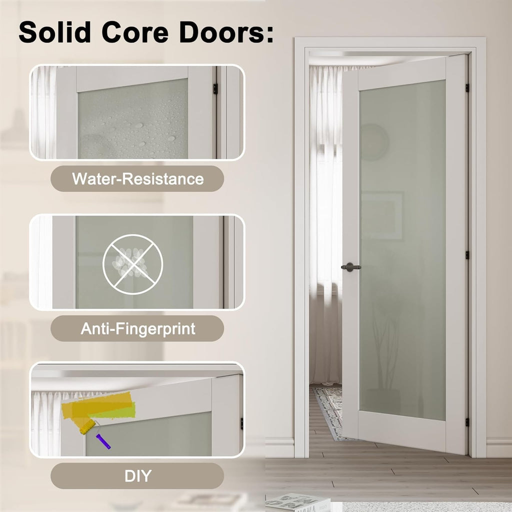 White Glass French Style Interior Door