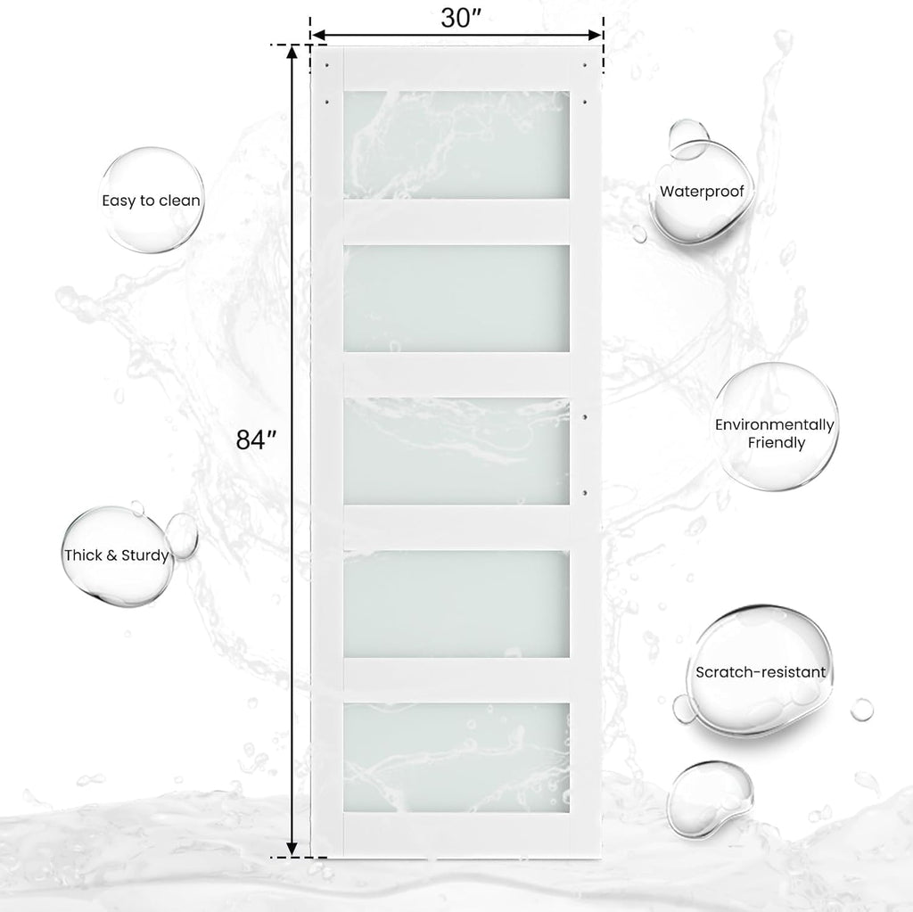 White 5-Panel Glass Barn Door