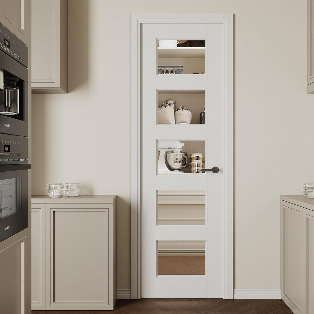 White 5-Panel Glass Interior Door