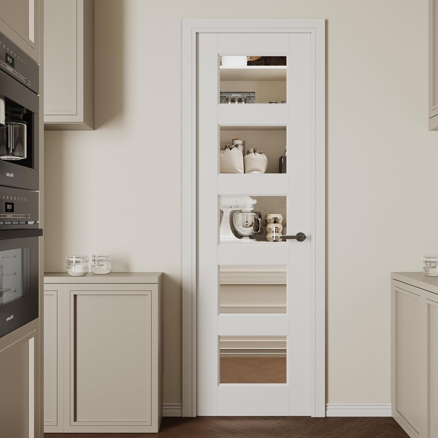 White 5-Panel Glass Interior Door