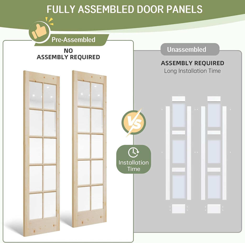 Glass Wood Sliding Closet Barn Door