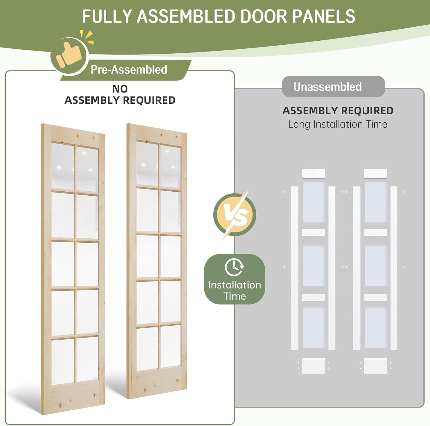 Glass Wood Sliding Closet Barn Door