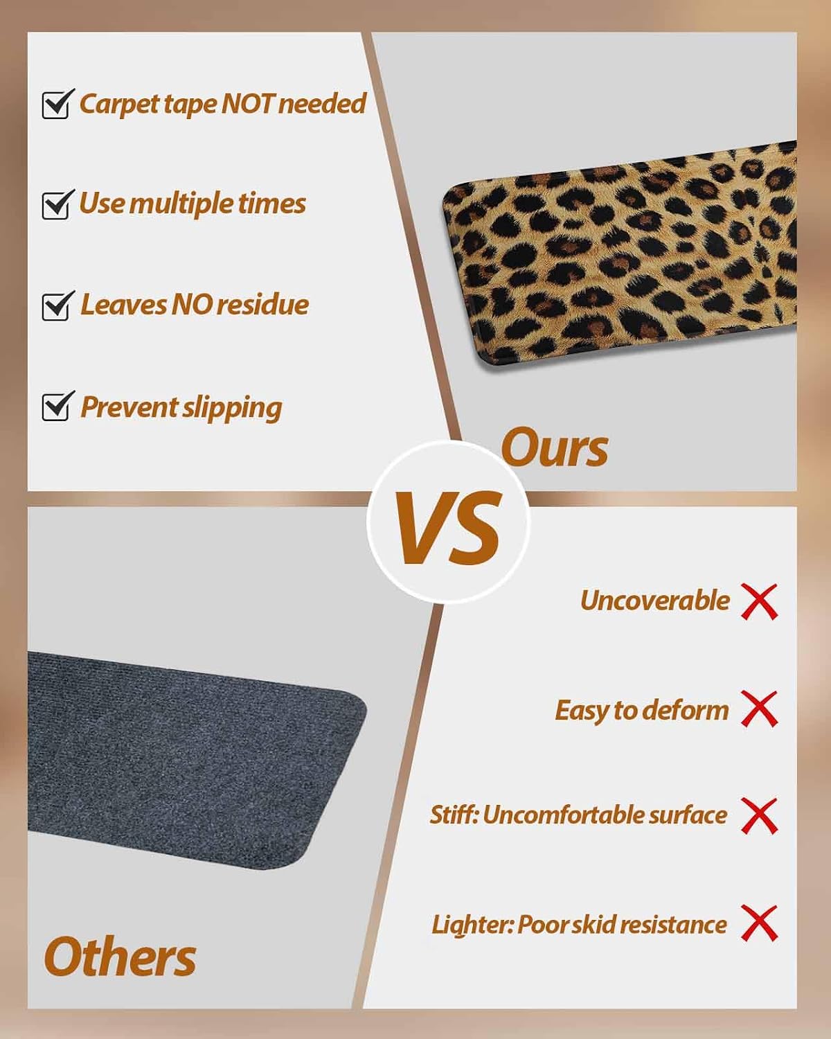 Leopard Print Peel Stick Stair Carpets