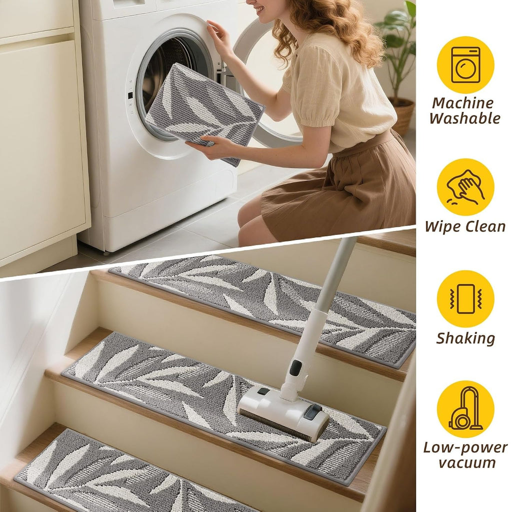 Grey Leaf Non Slip Stair Treads