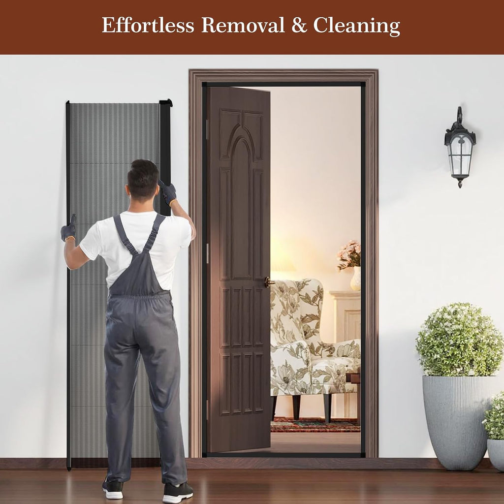 Black Foldable Invisible Screen Door