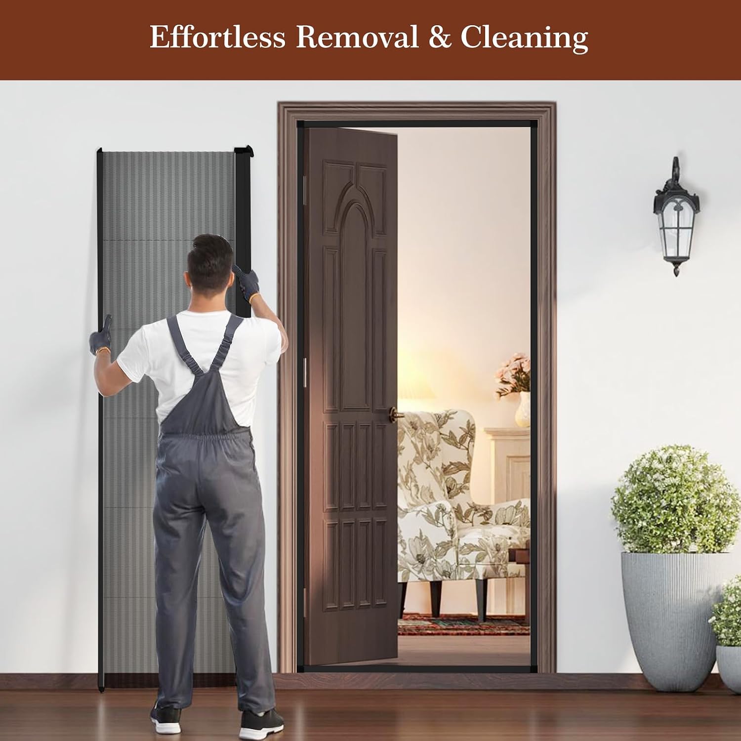 Black Foldable Invisible Screen Door