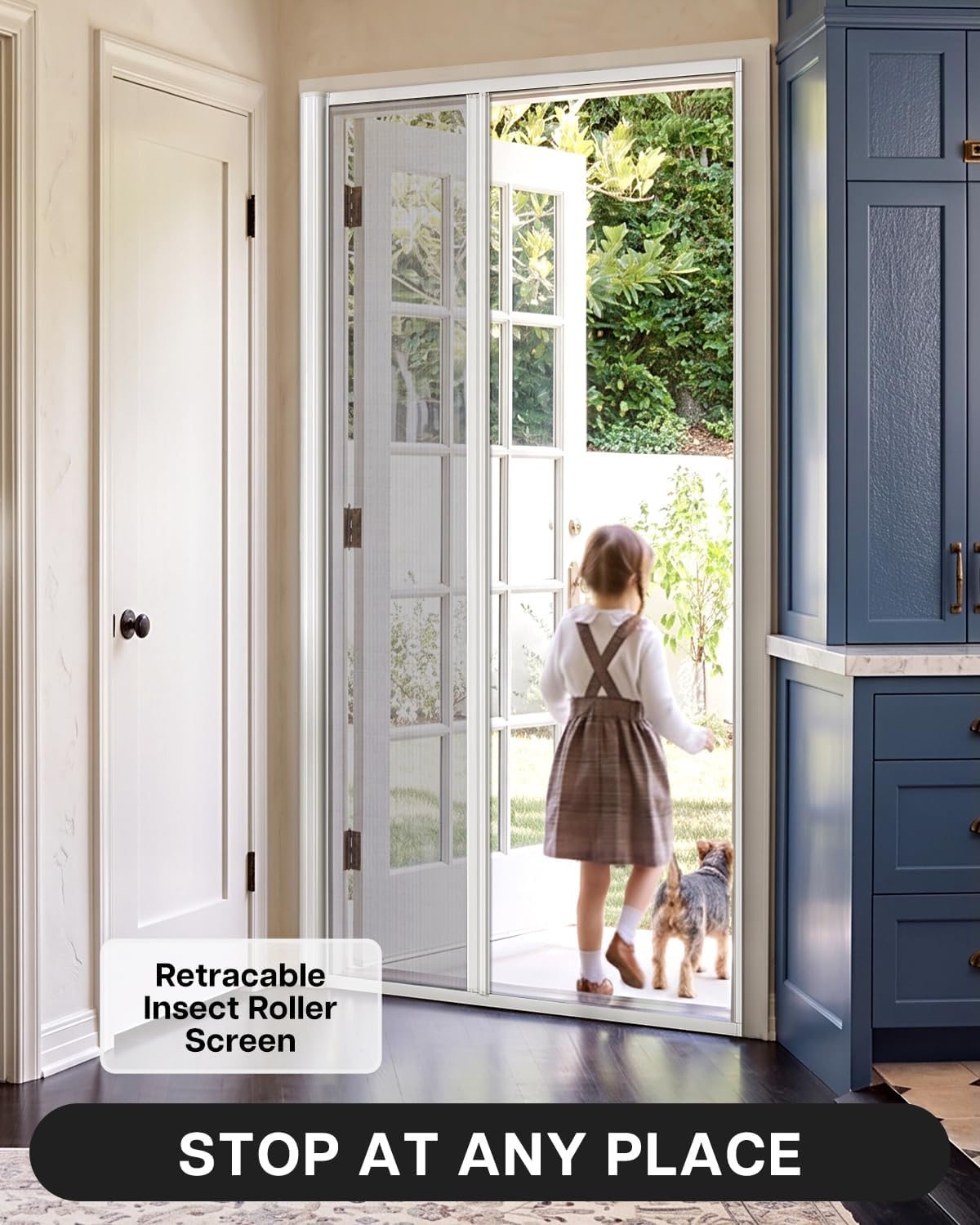 White Self Stop Sliding Screen Door