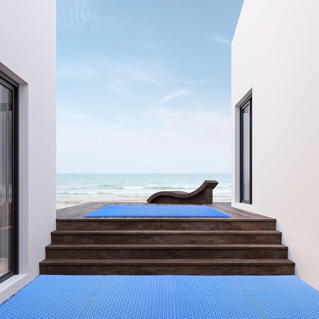 Blue Drainage Interlocking Cushion Floor Tiles