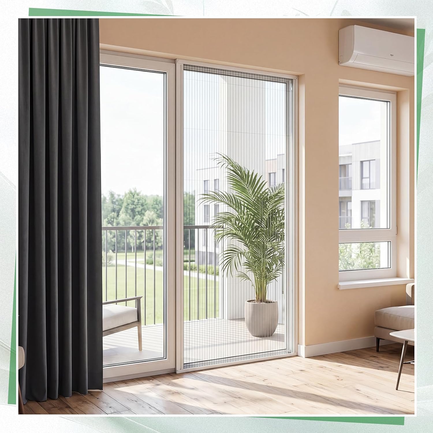 White No-Drill Retractable Screen Door