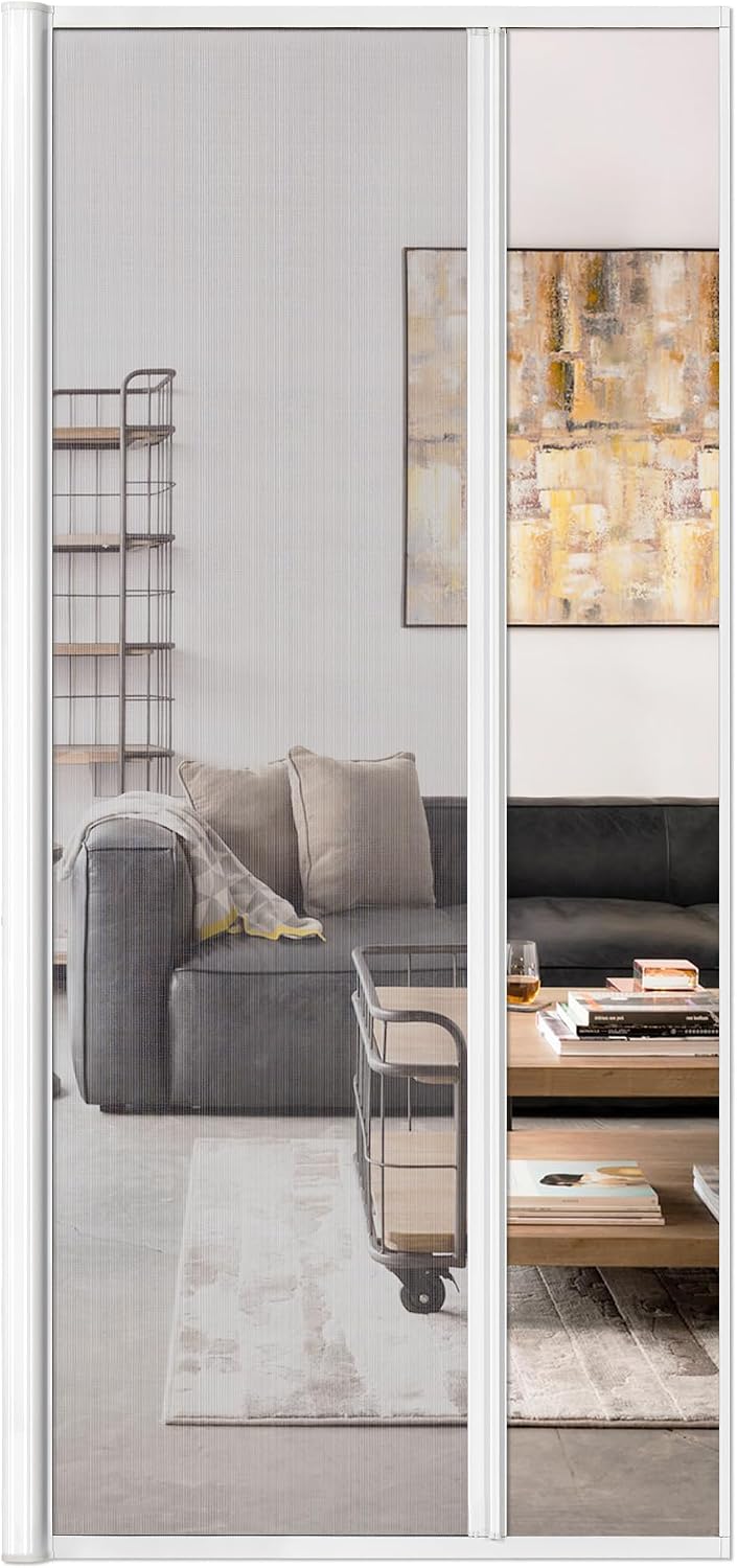 White Retractable Fiberglass Screen Door