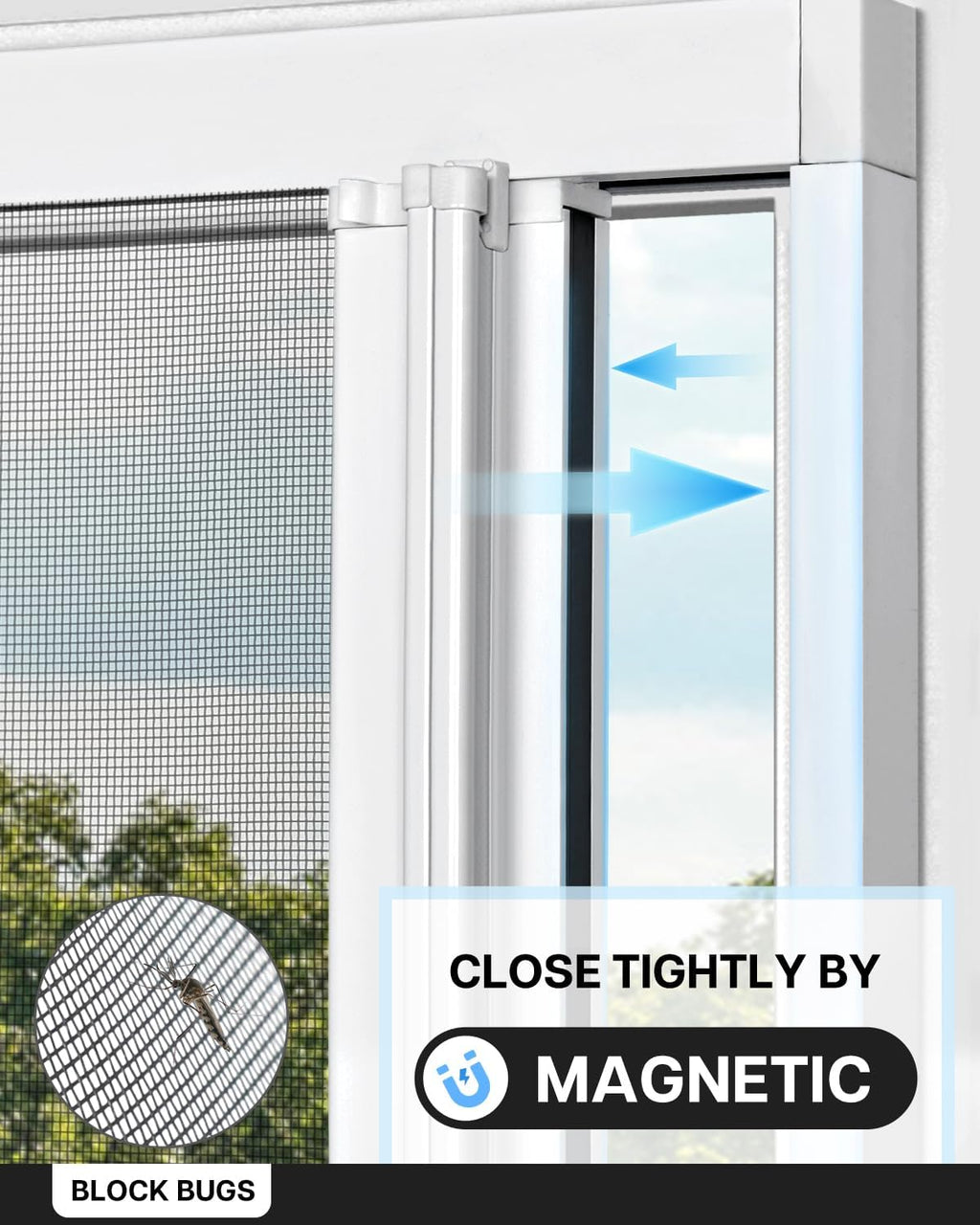 White Self Stop Sliding Screen Door