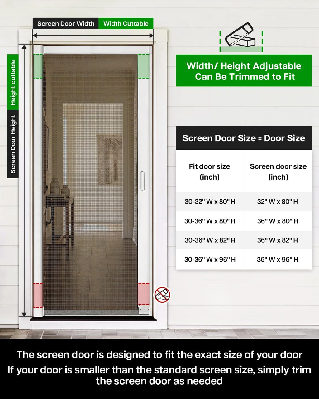 White Free Stop Sliding Screen Door