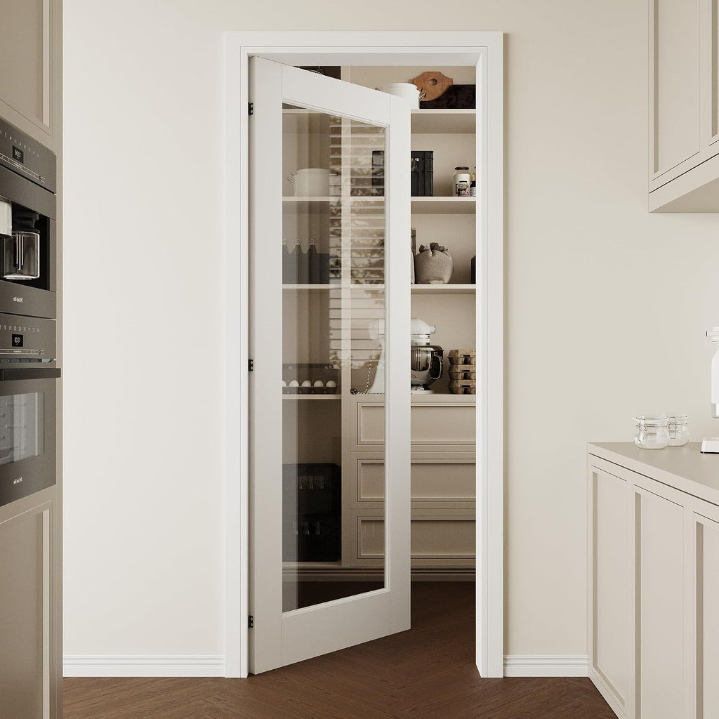 White Clear Glass Interior Slab Door