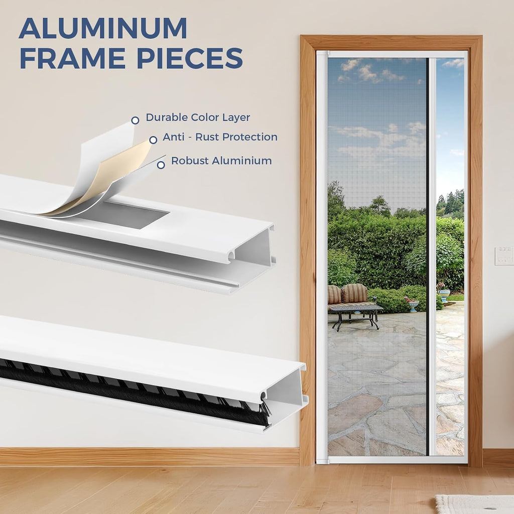 White Adjustable Retractable Screen Door