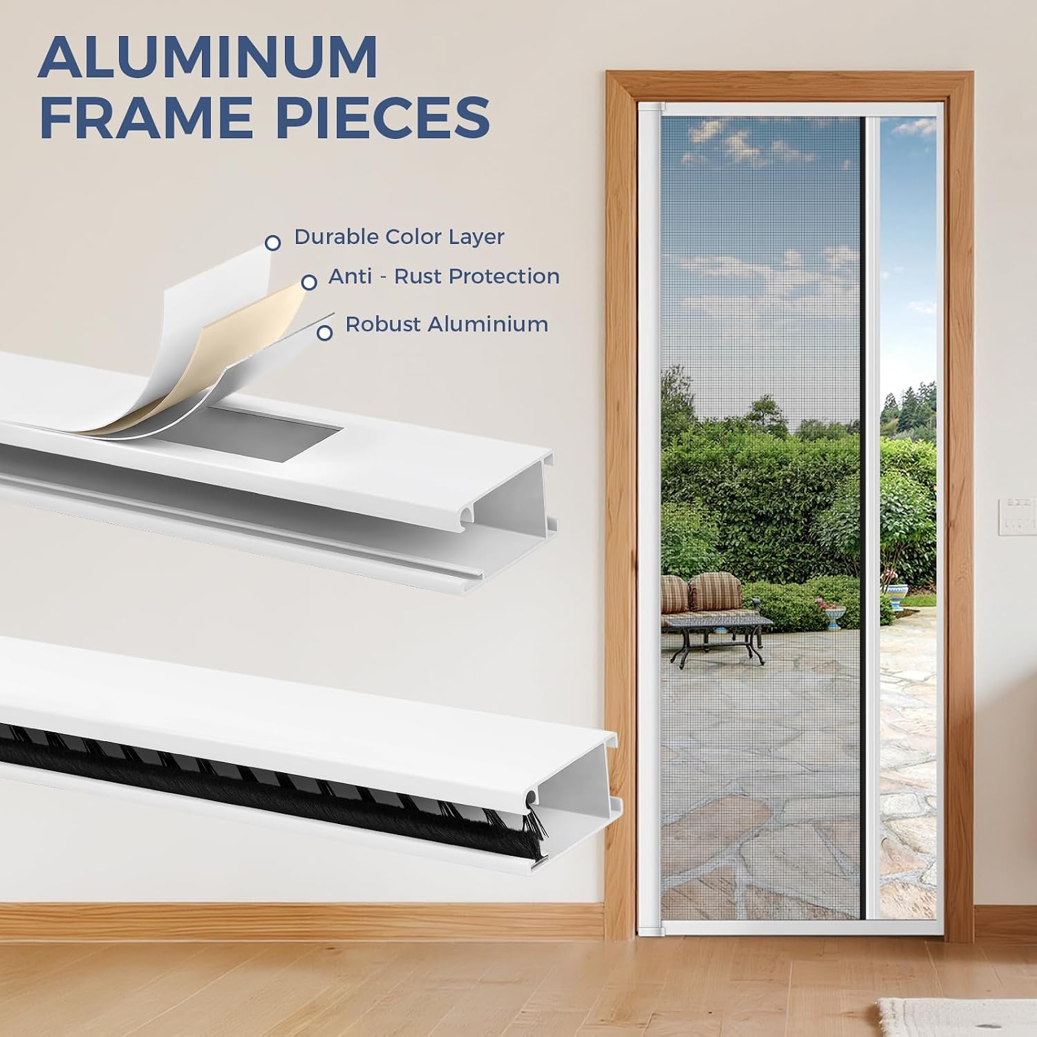 White Adjustable Retractable Screen Door