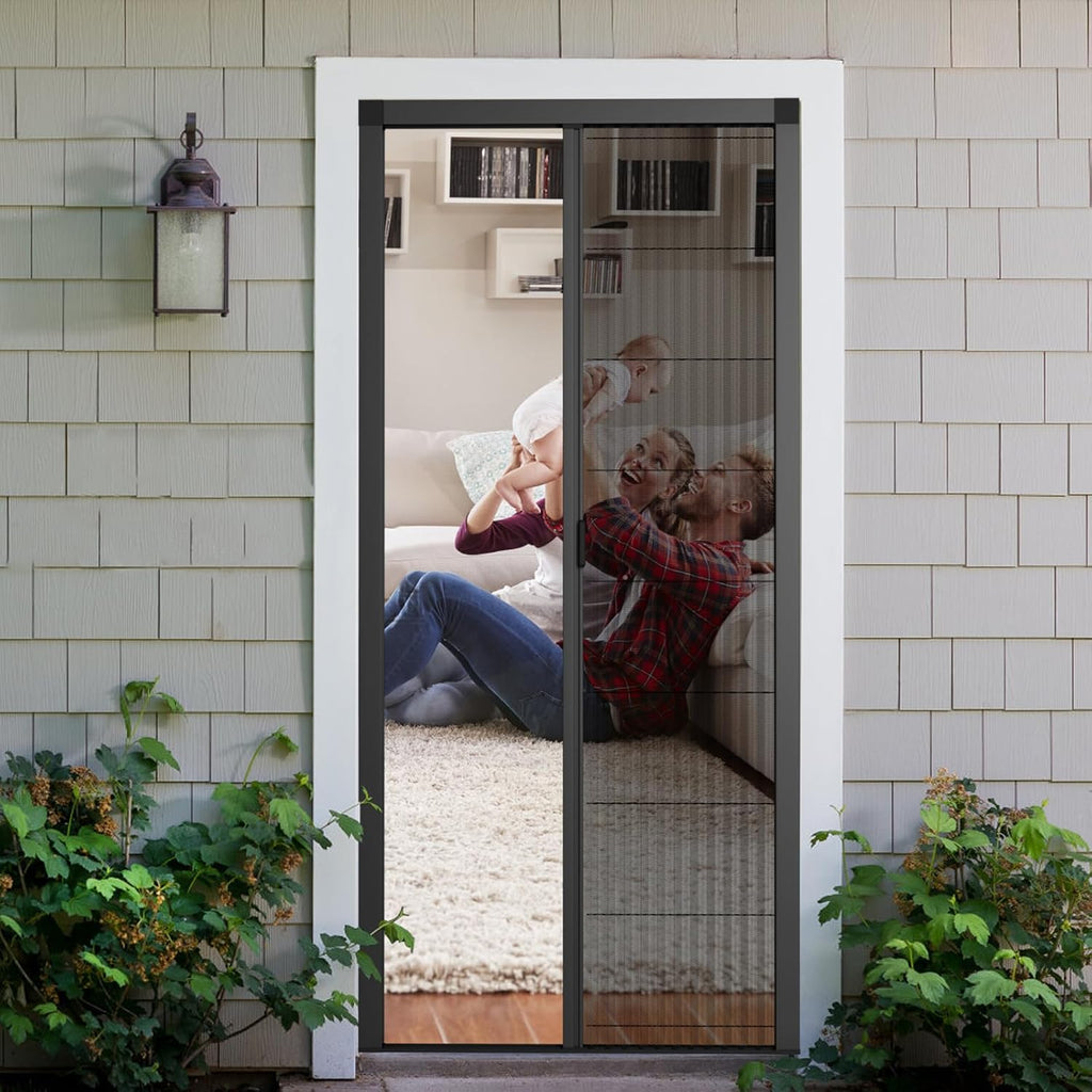 Black Aluminum Folding Screen Door