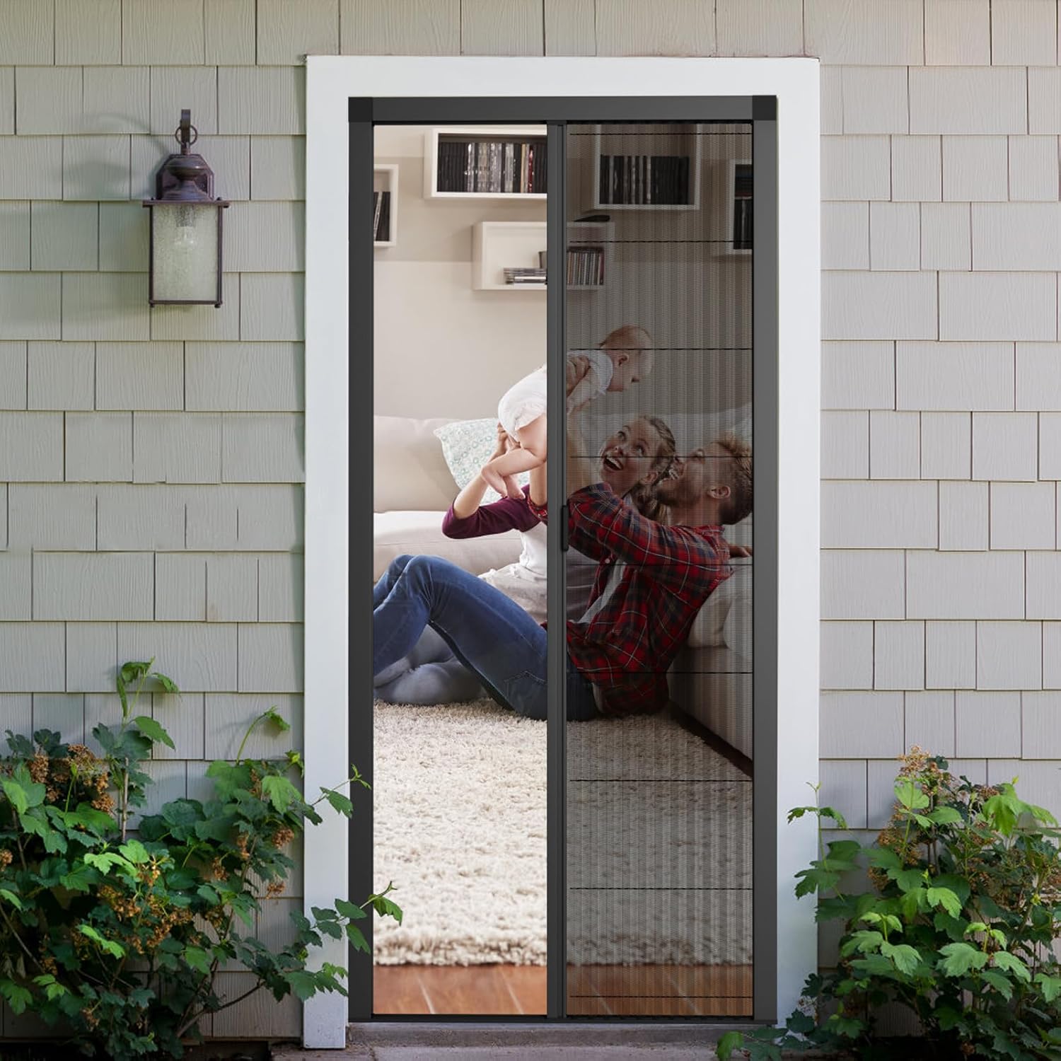 Black Aluminum Folding Screen Door
