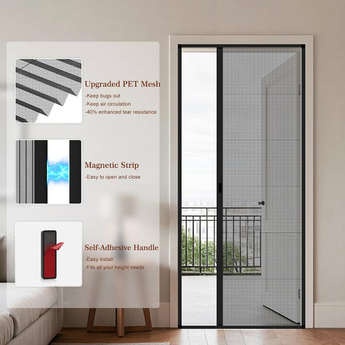 Black Foldable Invisible Screen Door