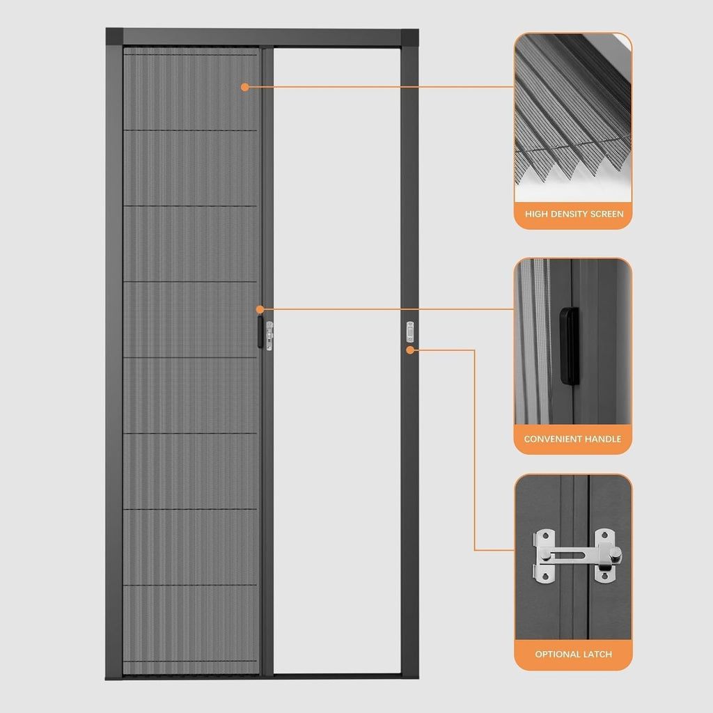 Grey Retractable Folding Mesh Door