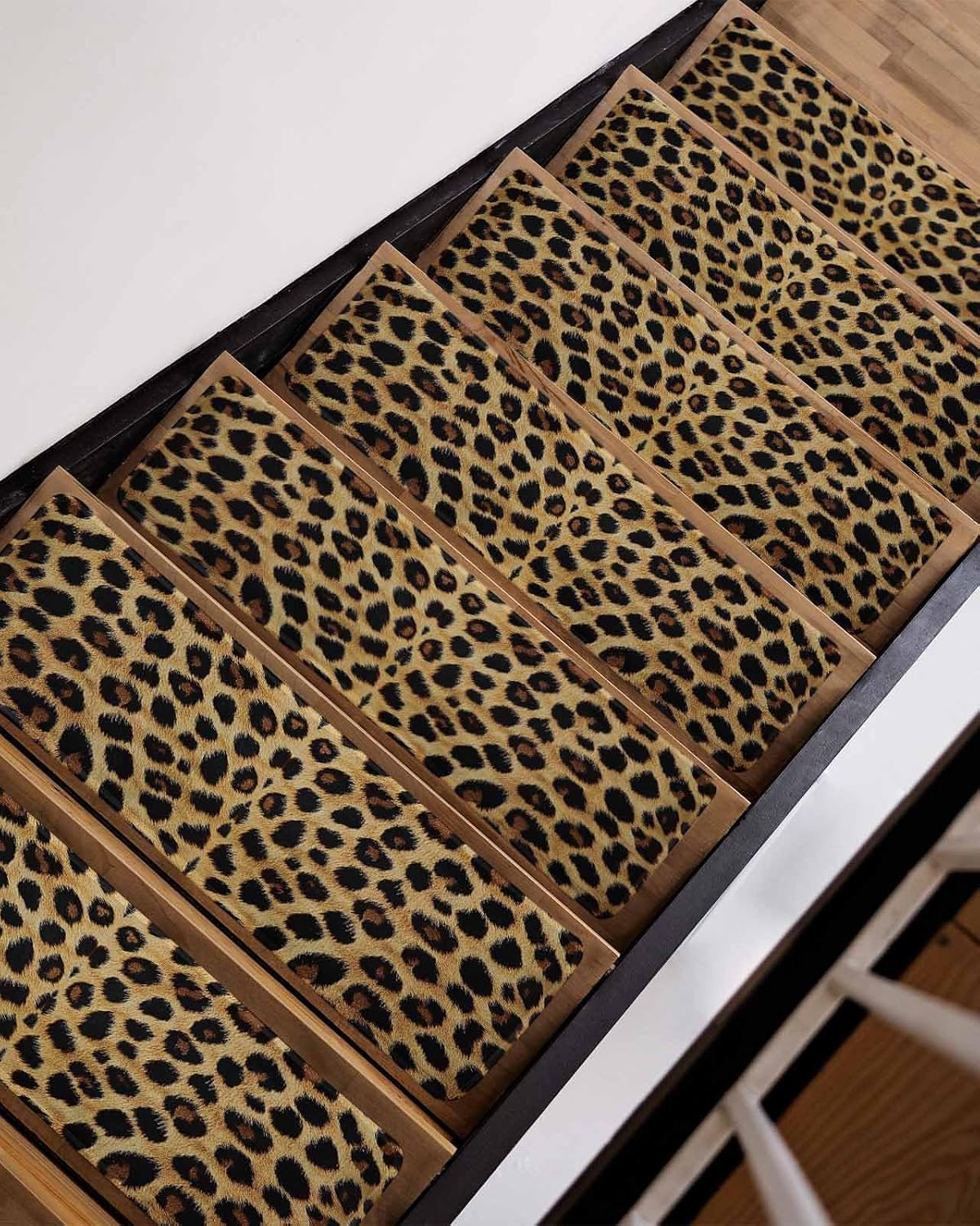 Leopard Print Peel Stick Stair Rugs