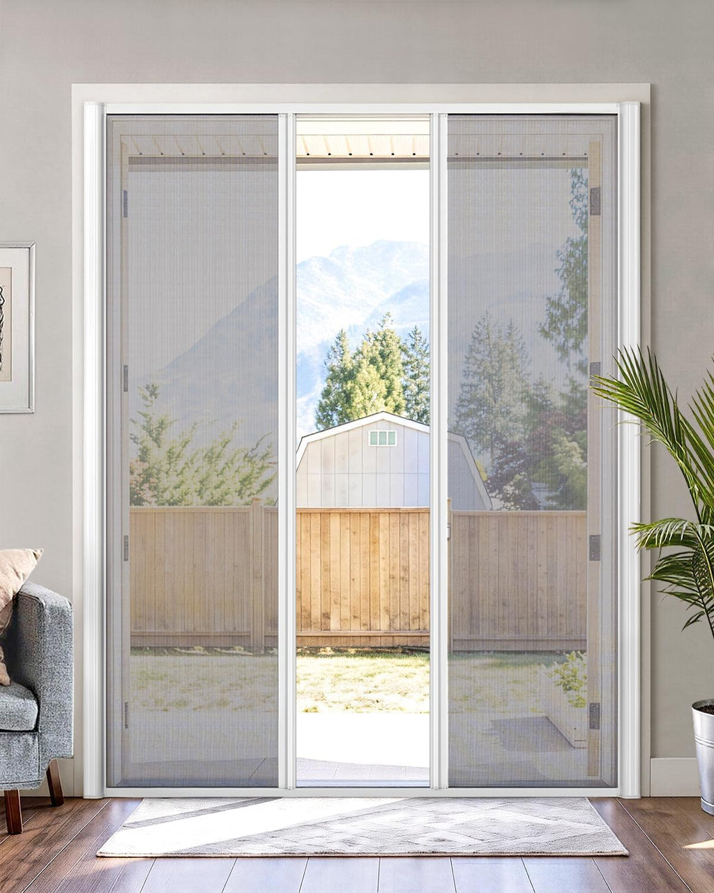 White Double Door Retractable Screen