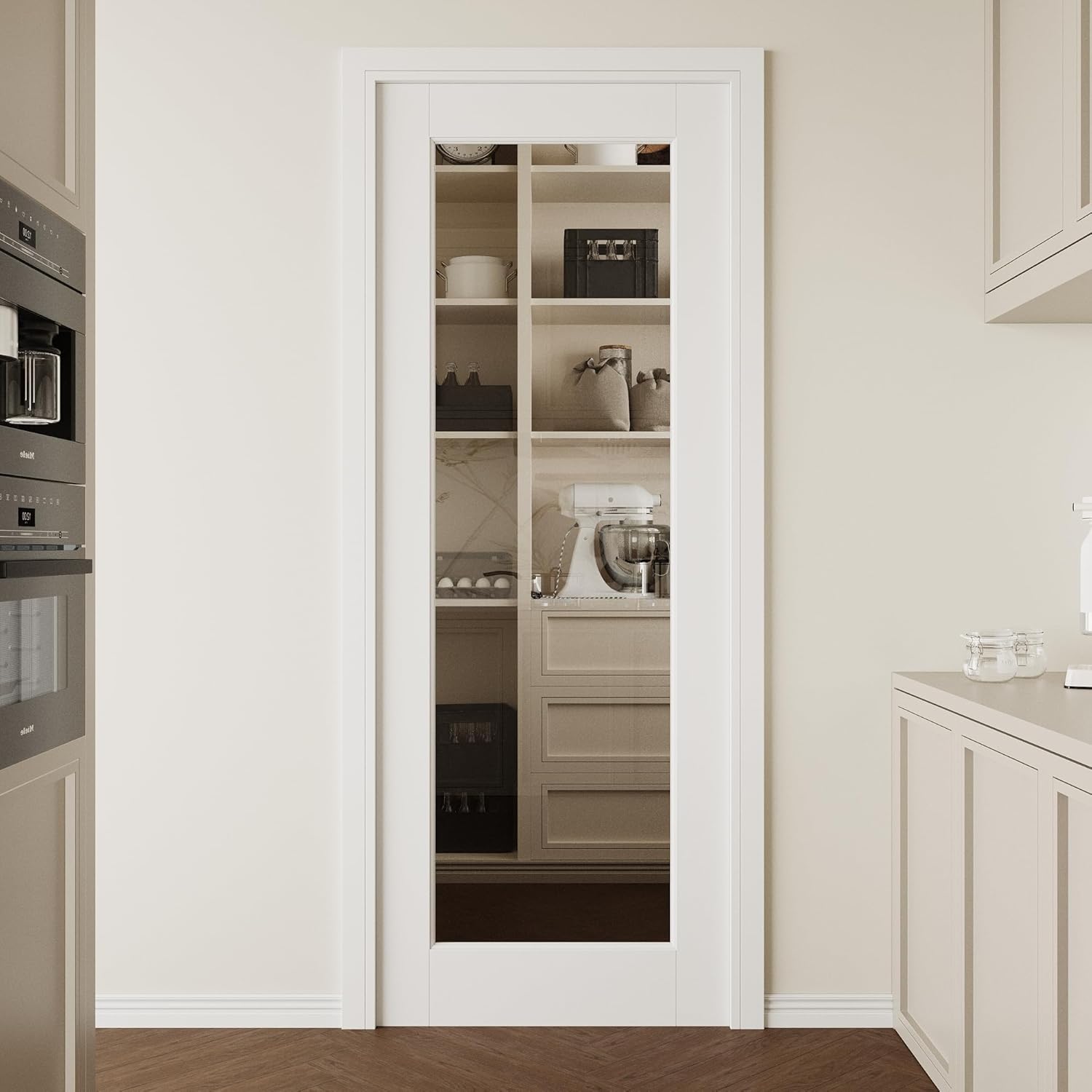 White Clear Glass Interior Slab Door