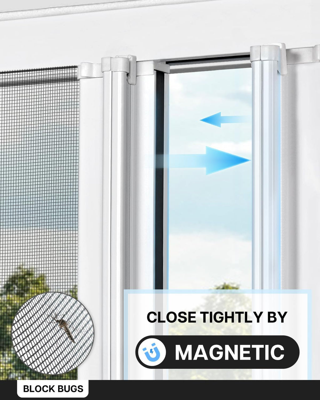 White Double Door Retractable Screen