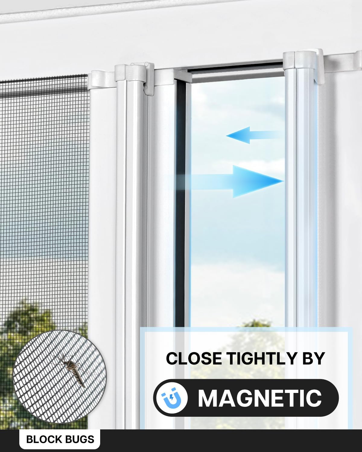 White Double Door Retractable Screen