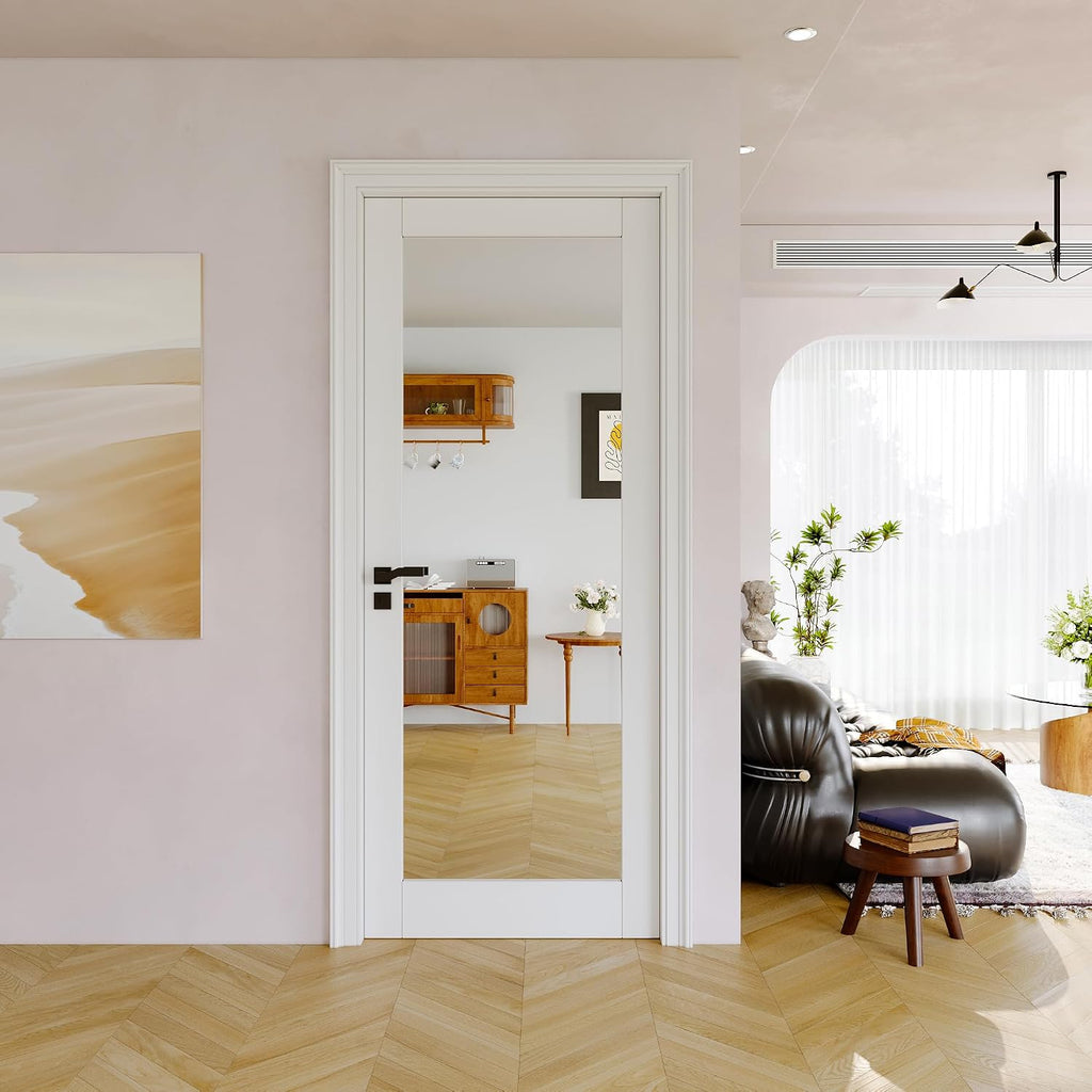 White Mirror Single Panel Interior Door