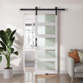 White 5-Panel Glass Barn Door