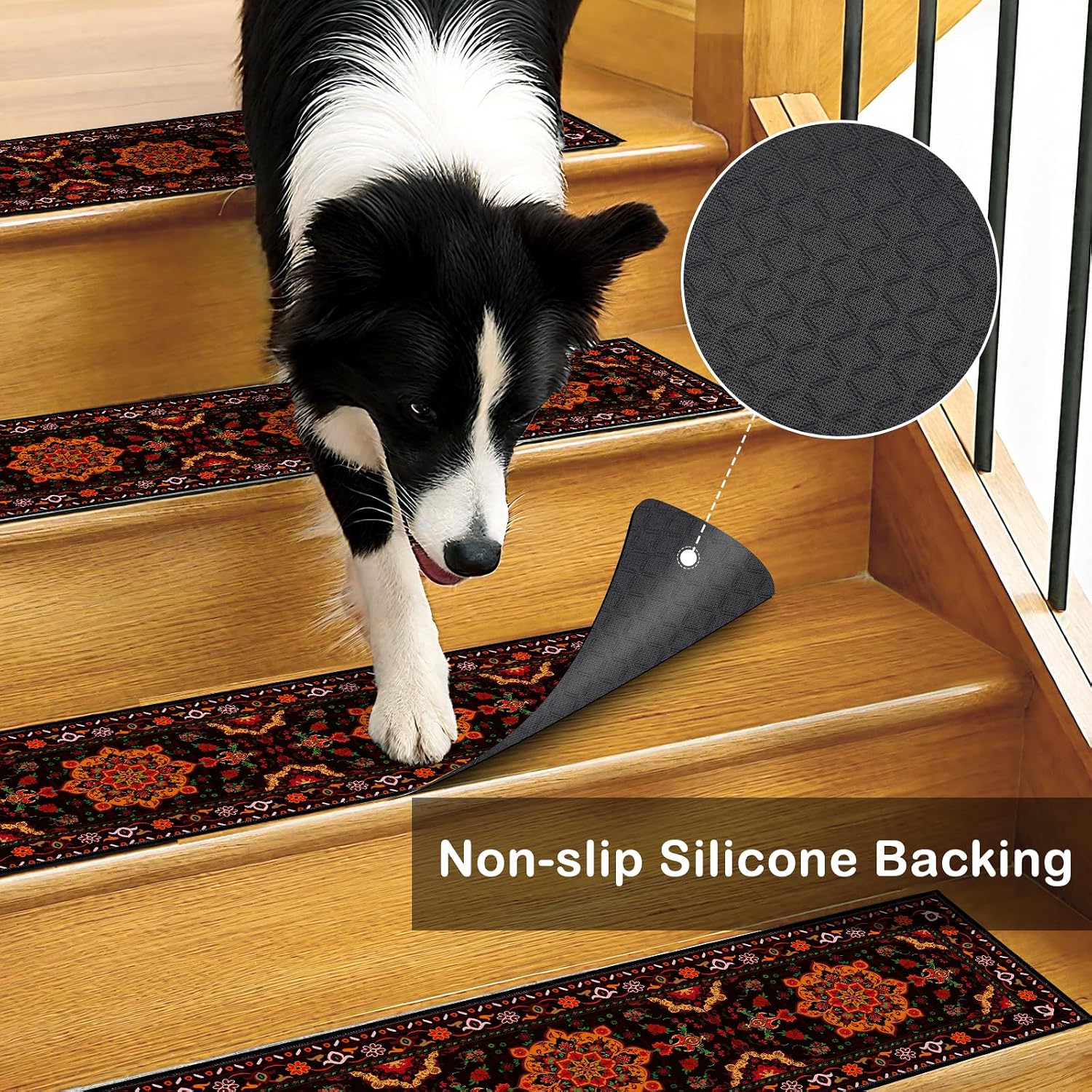 Vintage Print Non Slip Stair Rugs