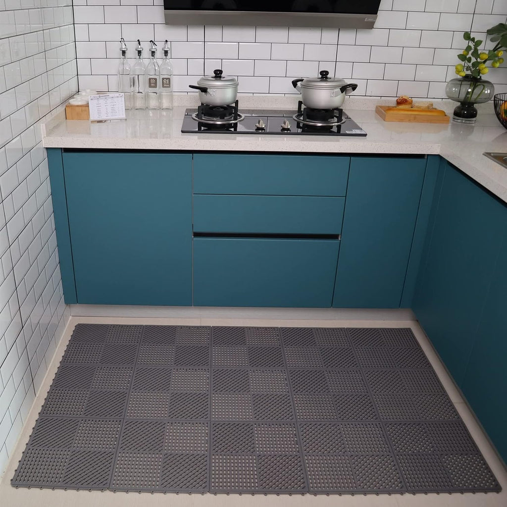 Gray Drainage Hole Interlocking Floor Tiles