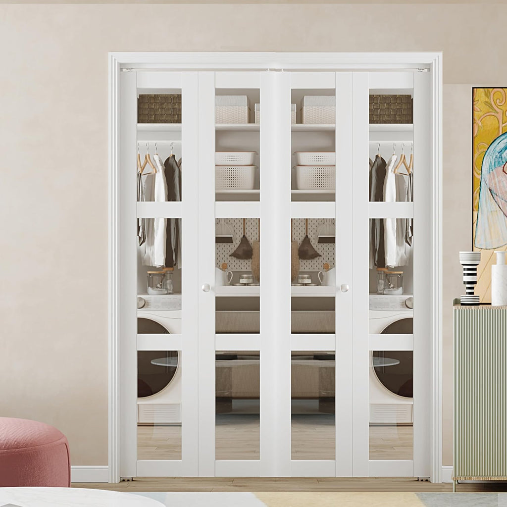 White 3-Lite Glass Folding Door