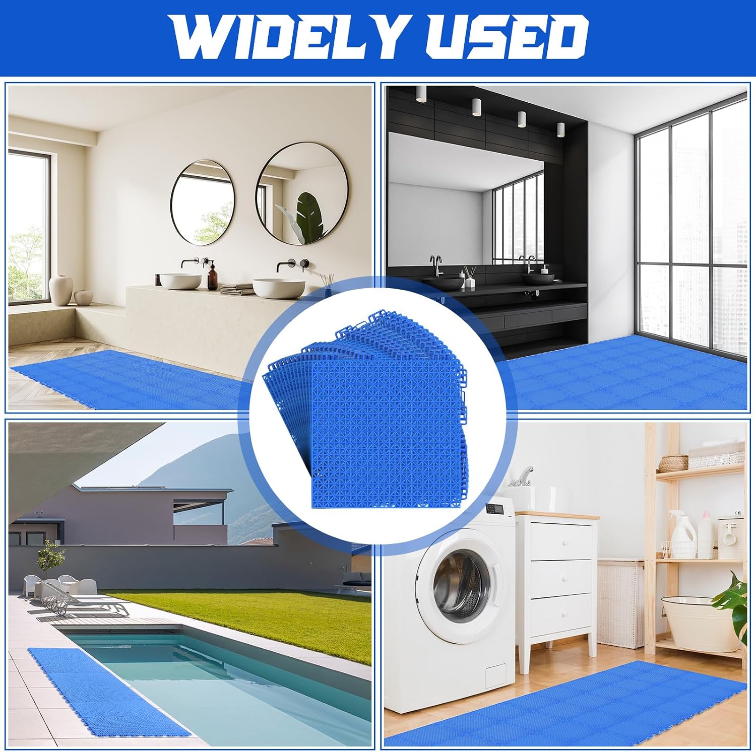 Blue Drainage Interlocking Cushion Floor Tiles