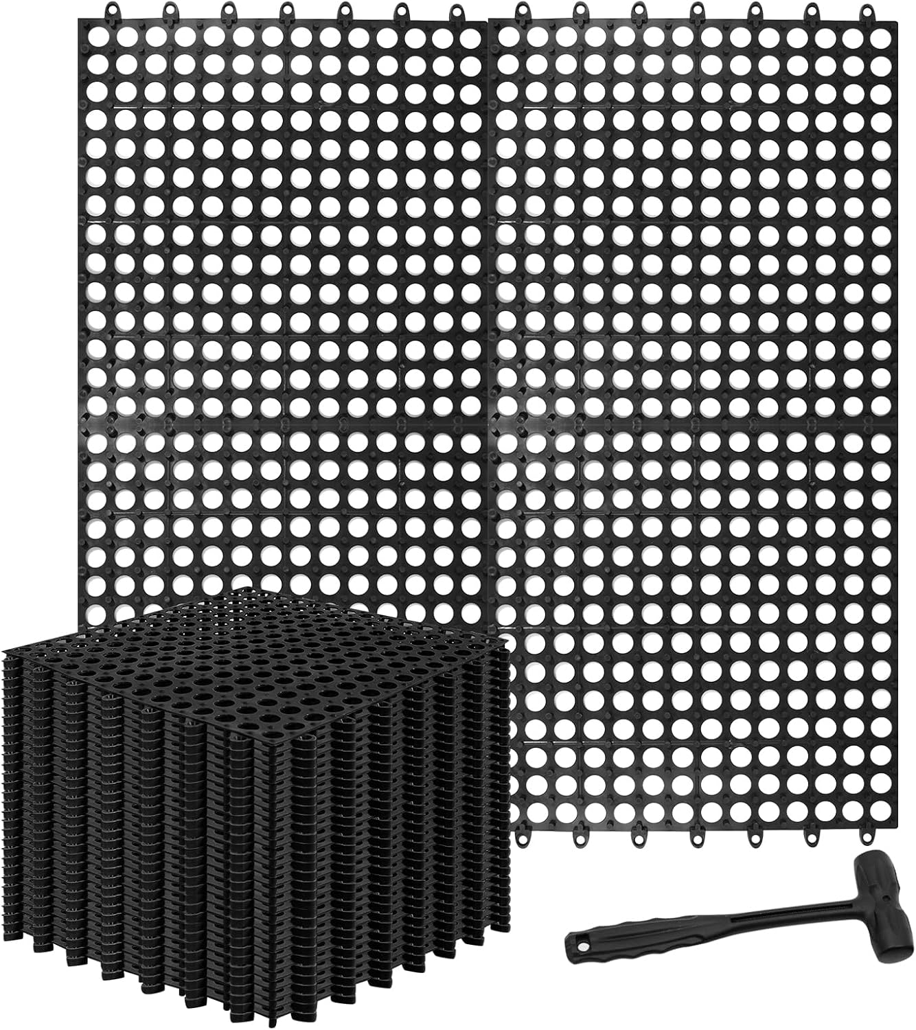 Black Drainage Interlocking Floor Tiles