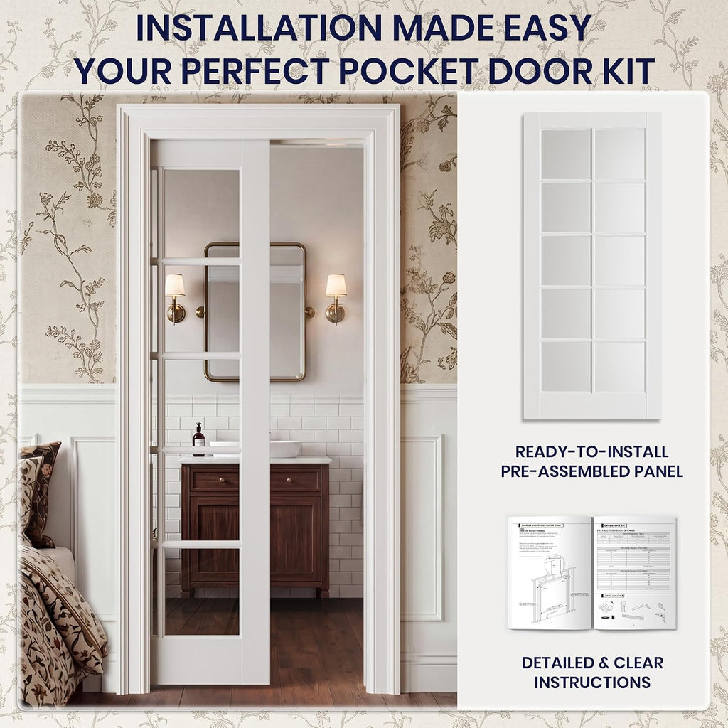 10-Lite Glass Soft Close Pocket Door