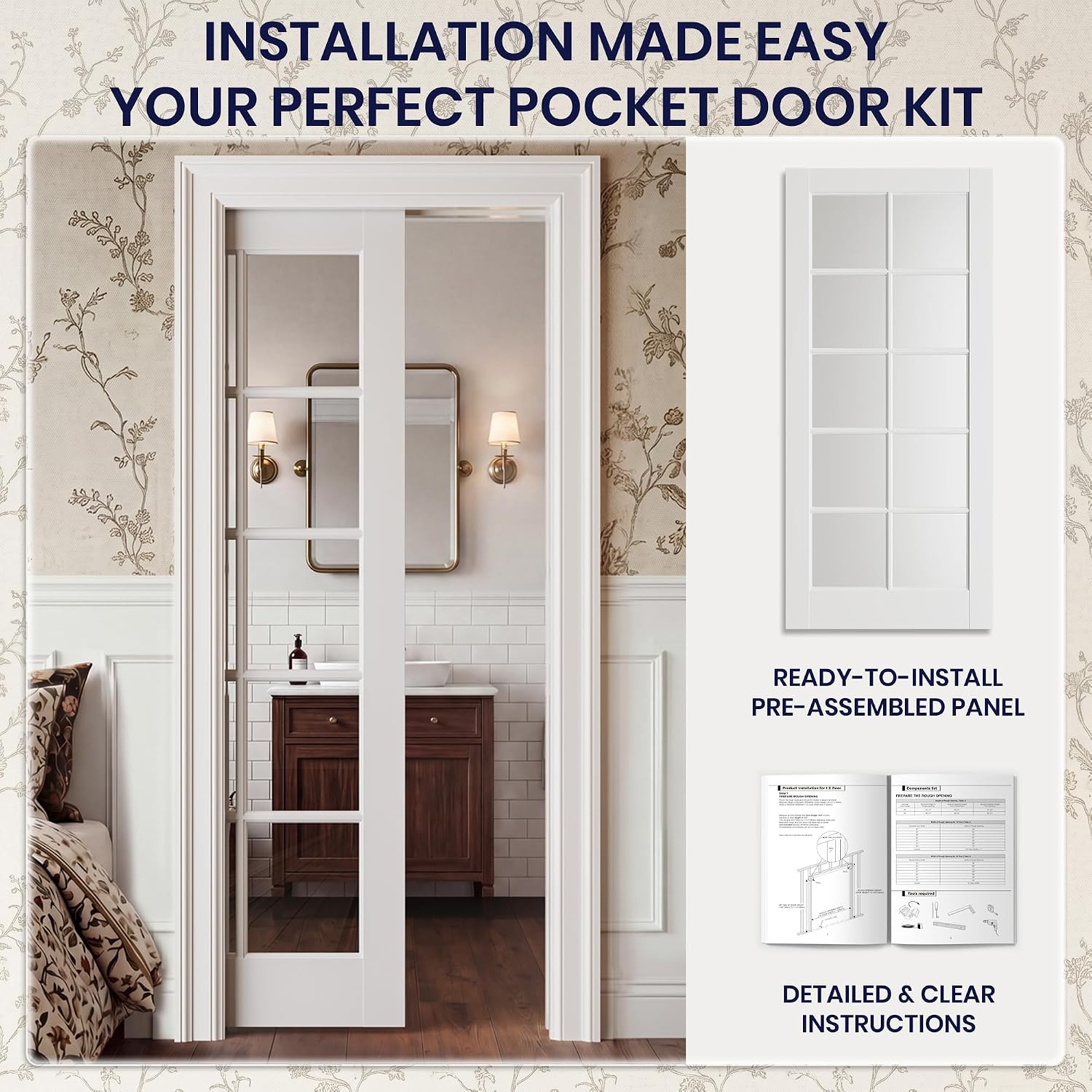 10-Lite Glass Soft Close Pocket Door