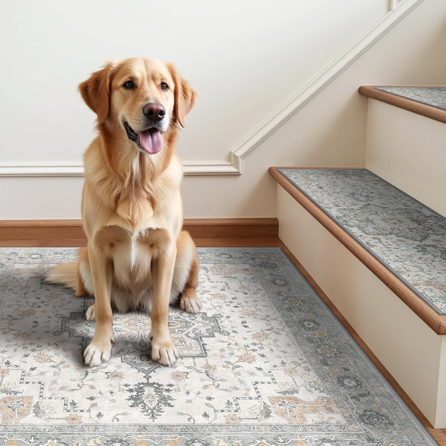 Taupe Peel Stick Safe Stair Carpets