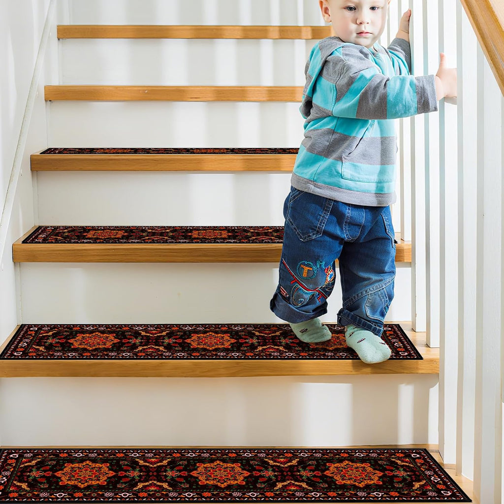 Vintage Print Non Slip Stair Rugs