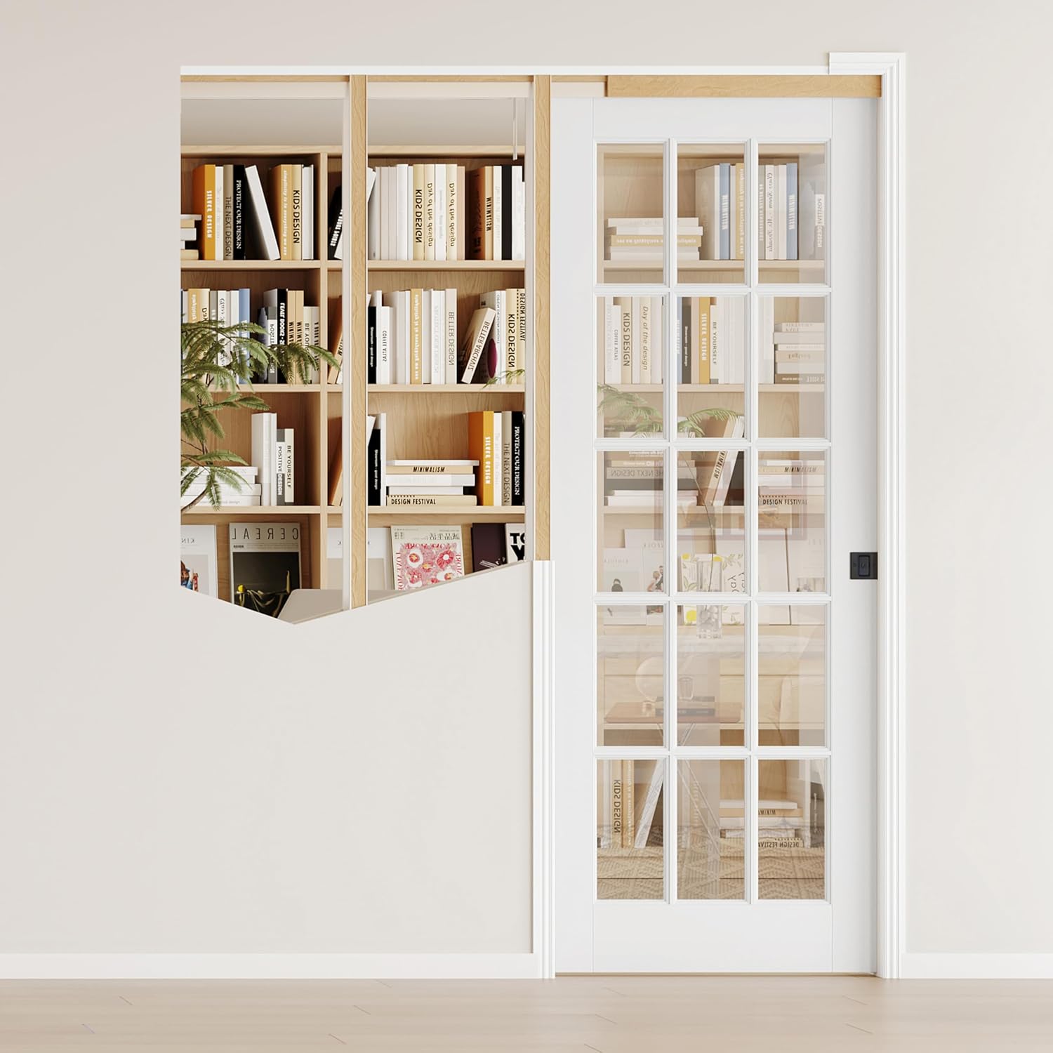 White Locked Glass Pocket Interior Door