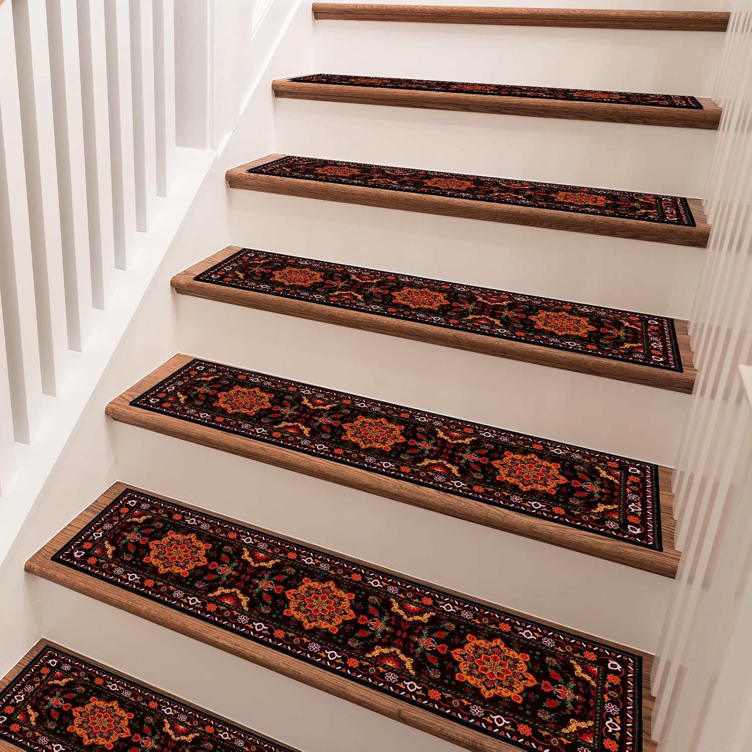 Vintage Print Non Slip Stair Rugs
