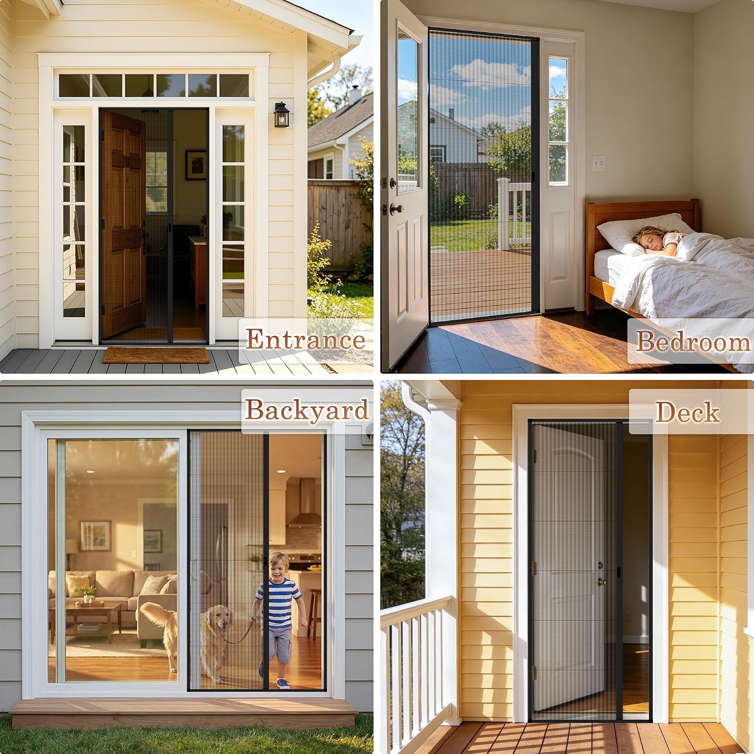 Black Foldable Invisible Screen Door