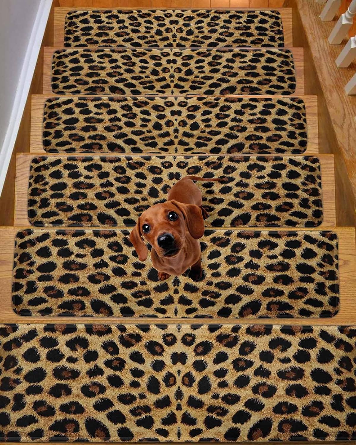 Leopard Print Peel Stick Stair Carpets