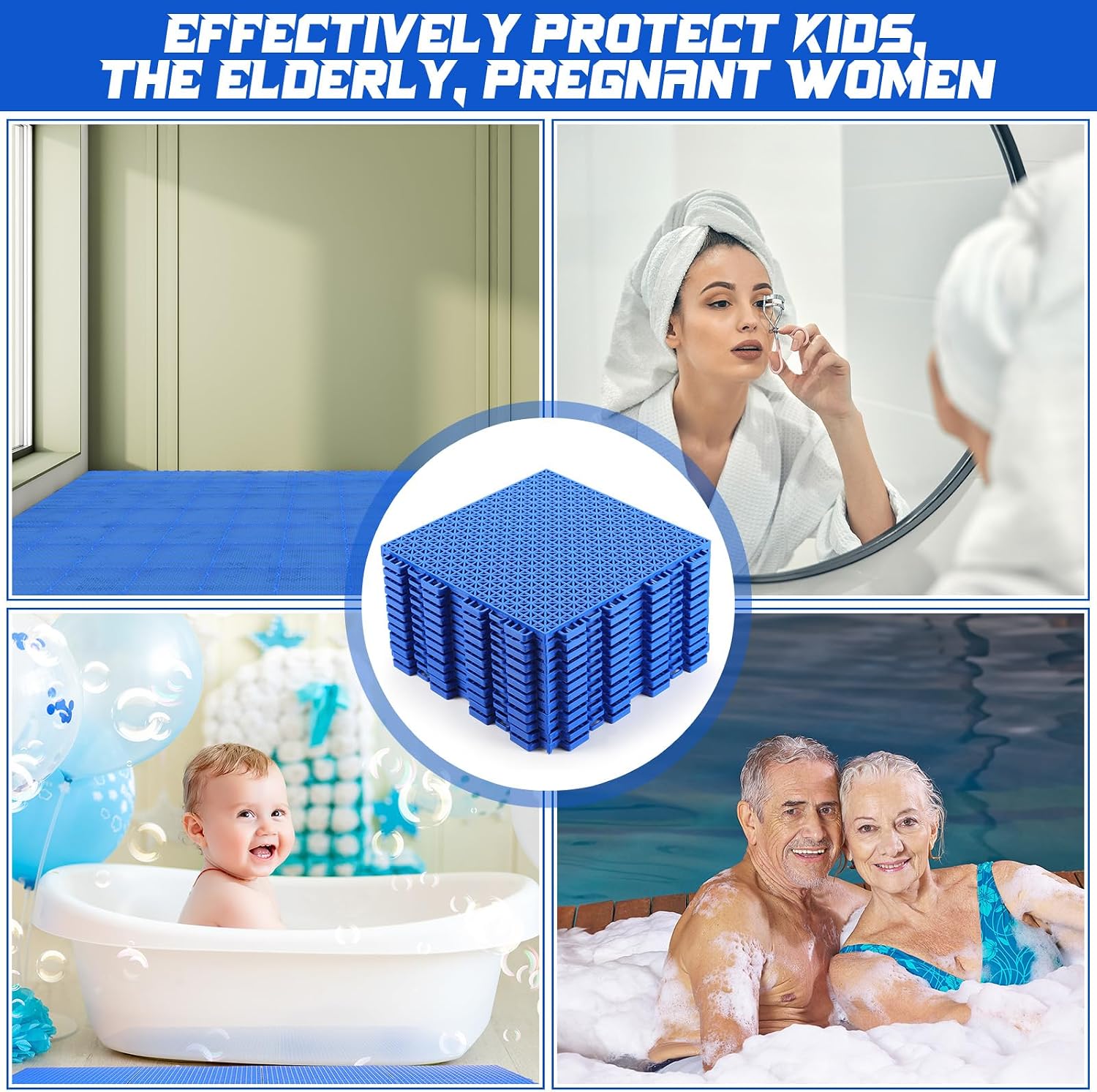 Blue Drainage Interlocking Cushion Floor Tiles