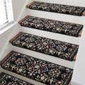 Black Floral Self-Adhesive Stair Rugs