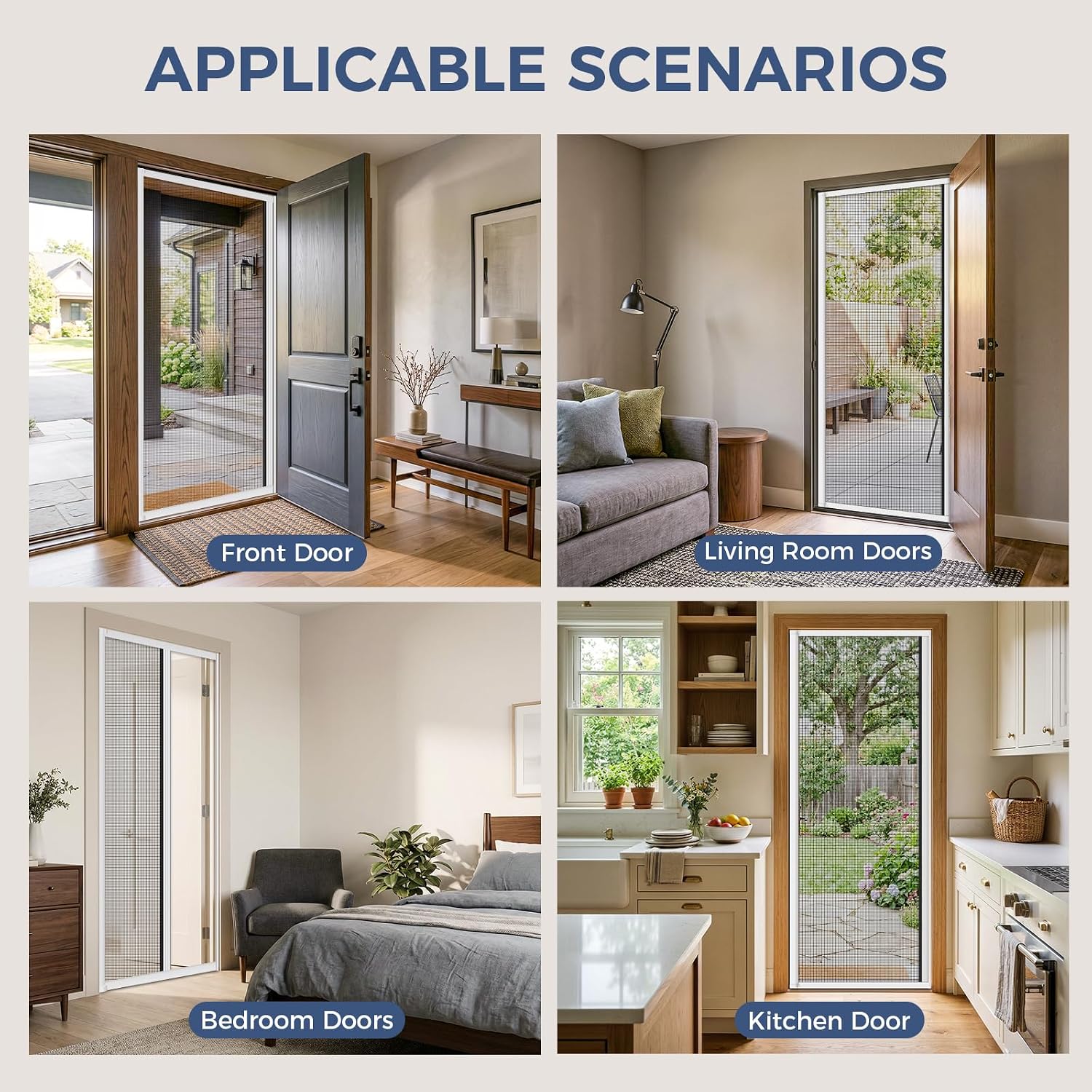 White Adjustable Retractable Screen Door