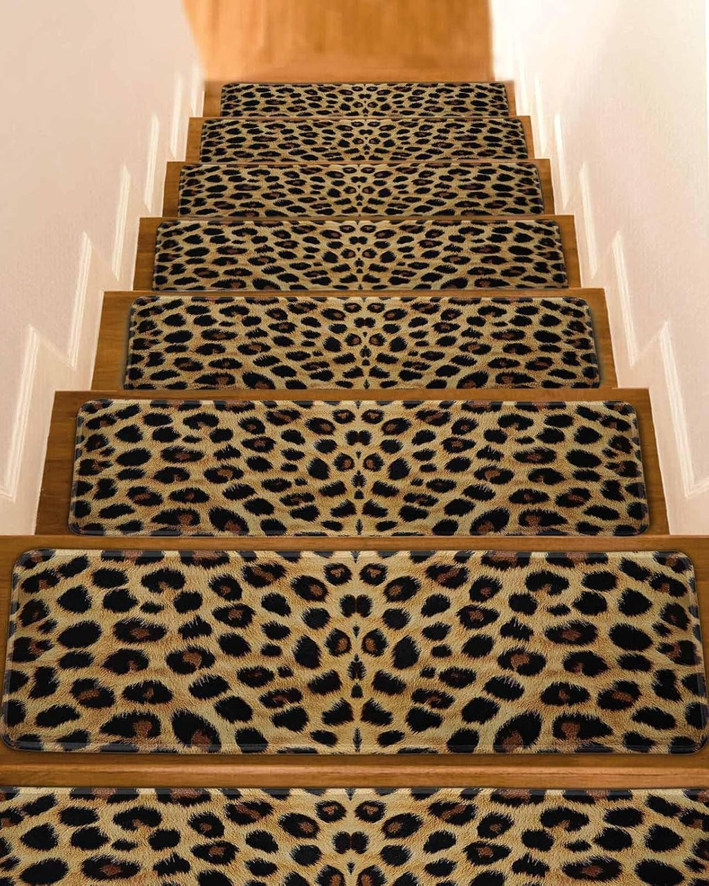 Leopard Print Peel Stick Stair Rugs