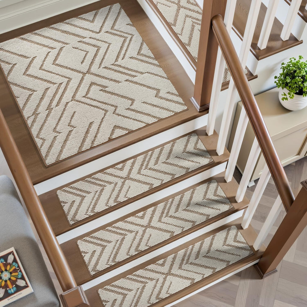 Brown Peel Stick Non Slip Stair Carpets