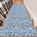 Blue Non Slip Washable Stair Carpet Treads