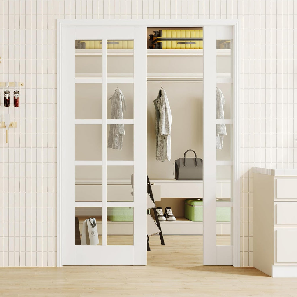 White Locked Glass Pocket Interior Door